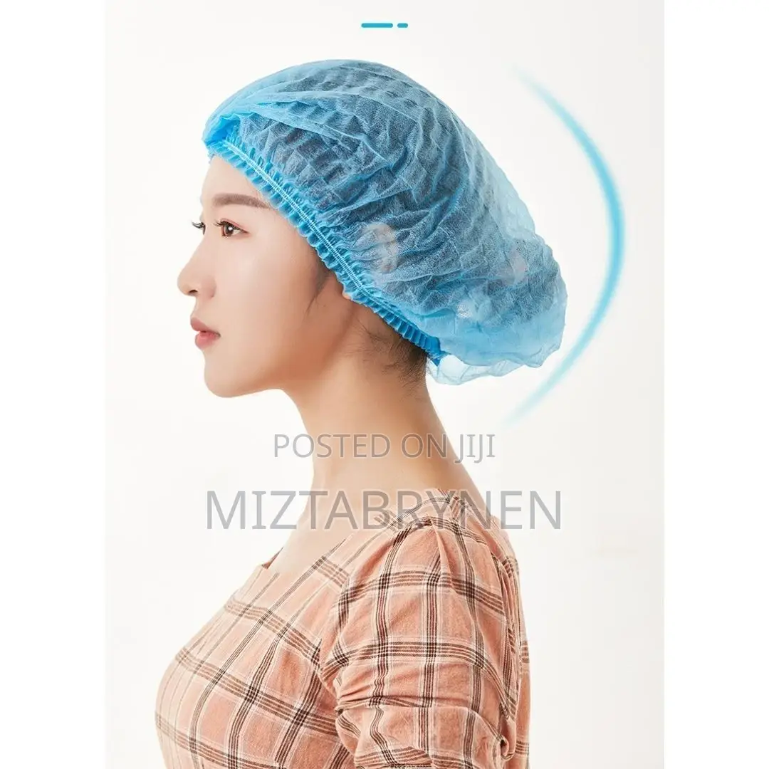 100 Disposable Non-woven Hairnets - Blue