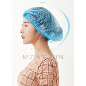 100 Disposable Non-woven Hairnets - Blue