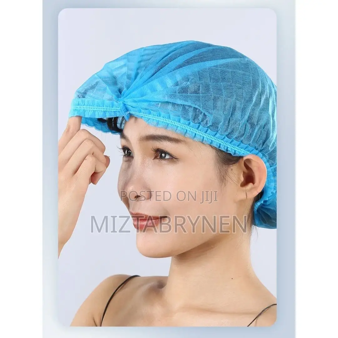 100 Disposable Non-woven Hairnets - Blue