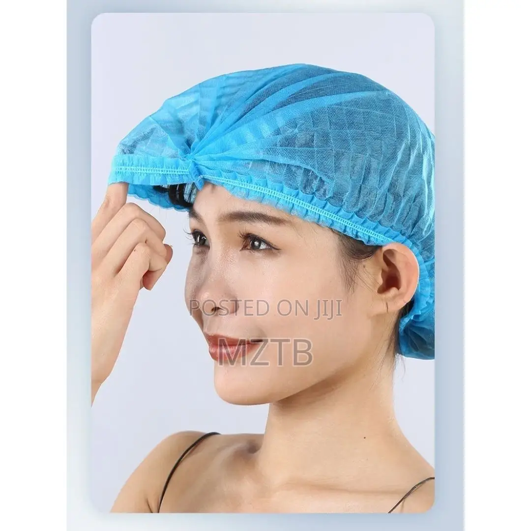 100 Disposable Non-Woven Hairnets - Blue