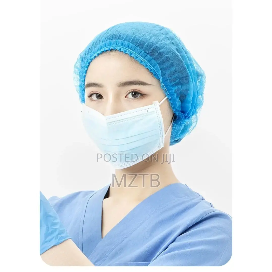 Blue Disposable Non-Woven Hair Nets - 100 Pieces