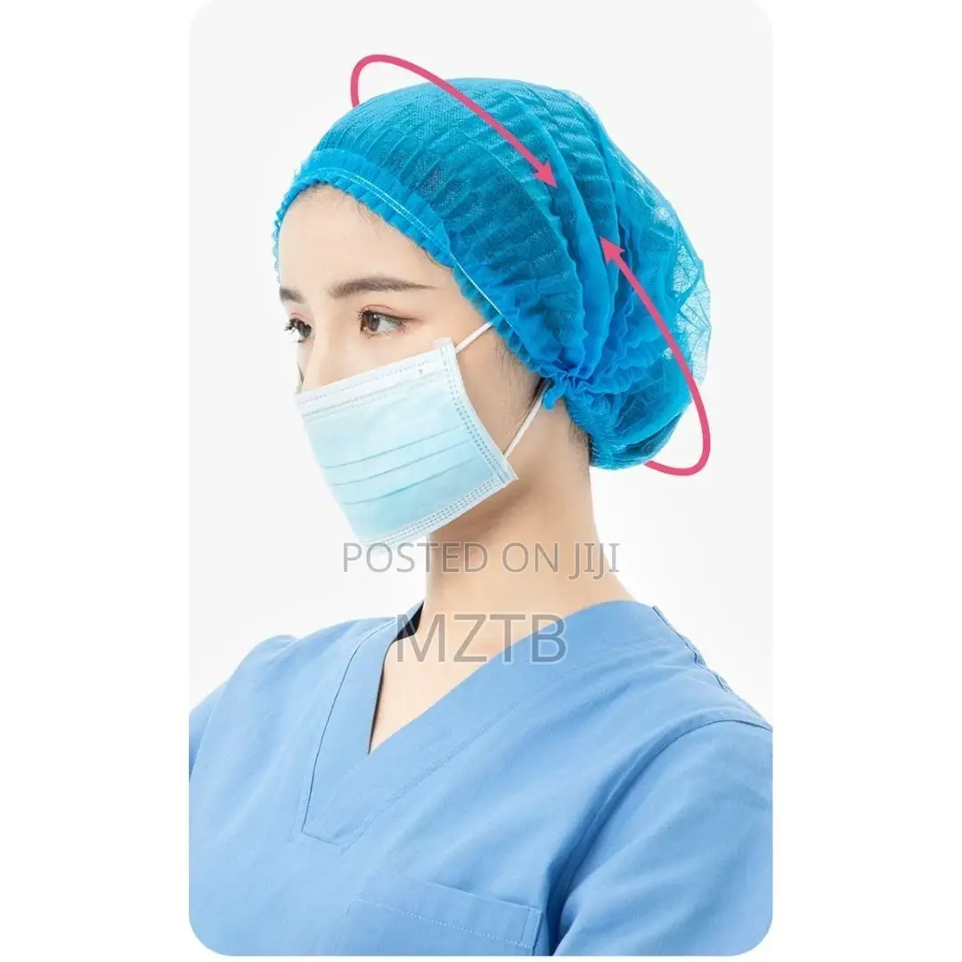 Blue Disposable Non-Woven Hair Nets - 100 Pieces