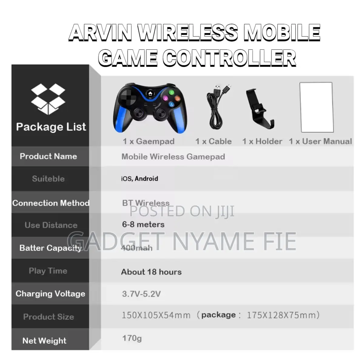 Wireless Rechargeable Bluetooth Gamepad for Mobile Phones