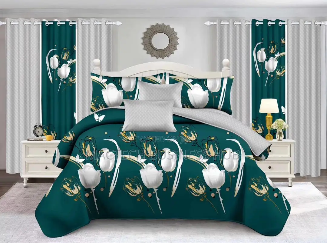 Duvet Cover With Bedsheets and Curtains