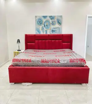 Red Bedframe With Queen Size Mattress