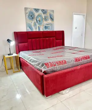 Red Bedframe With Queen Size Mattress