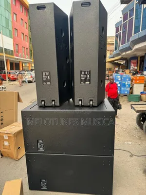 Full Set of Ev Mid and QSC Bass Speakers With Amp Rack