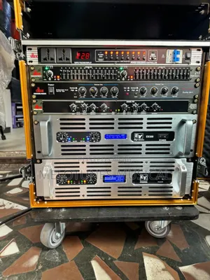 Full Set of Ev Mid and QSC Bass Speakers With Amp Rack