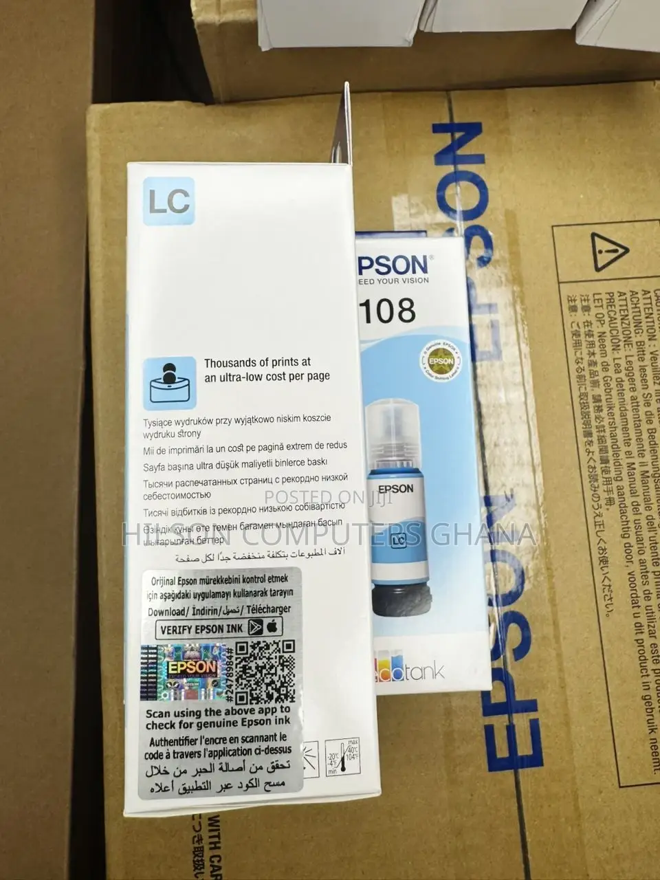 Epson 108 Original Ink Bottle - Light Cyan Lc