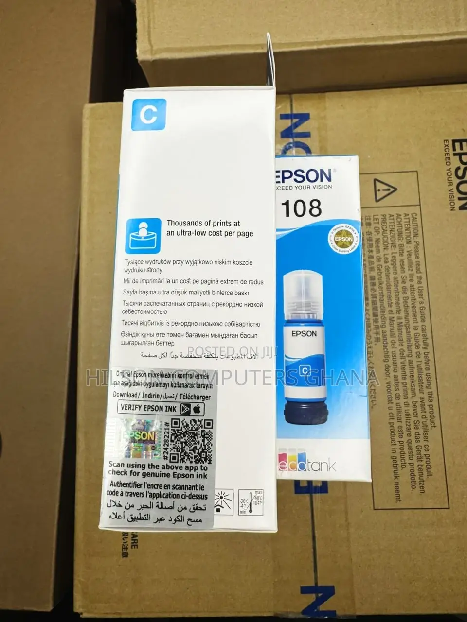 Epson 108 Original Ink Bottle - Cyan