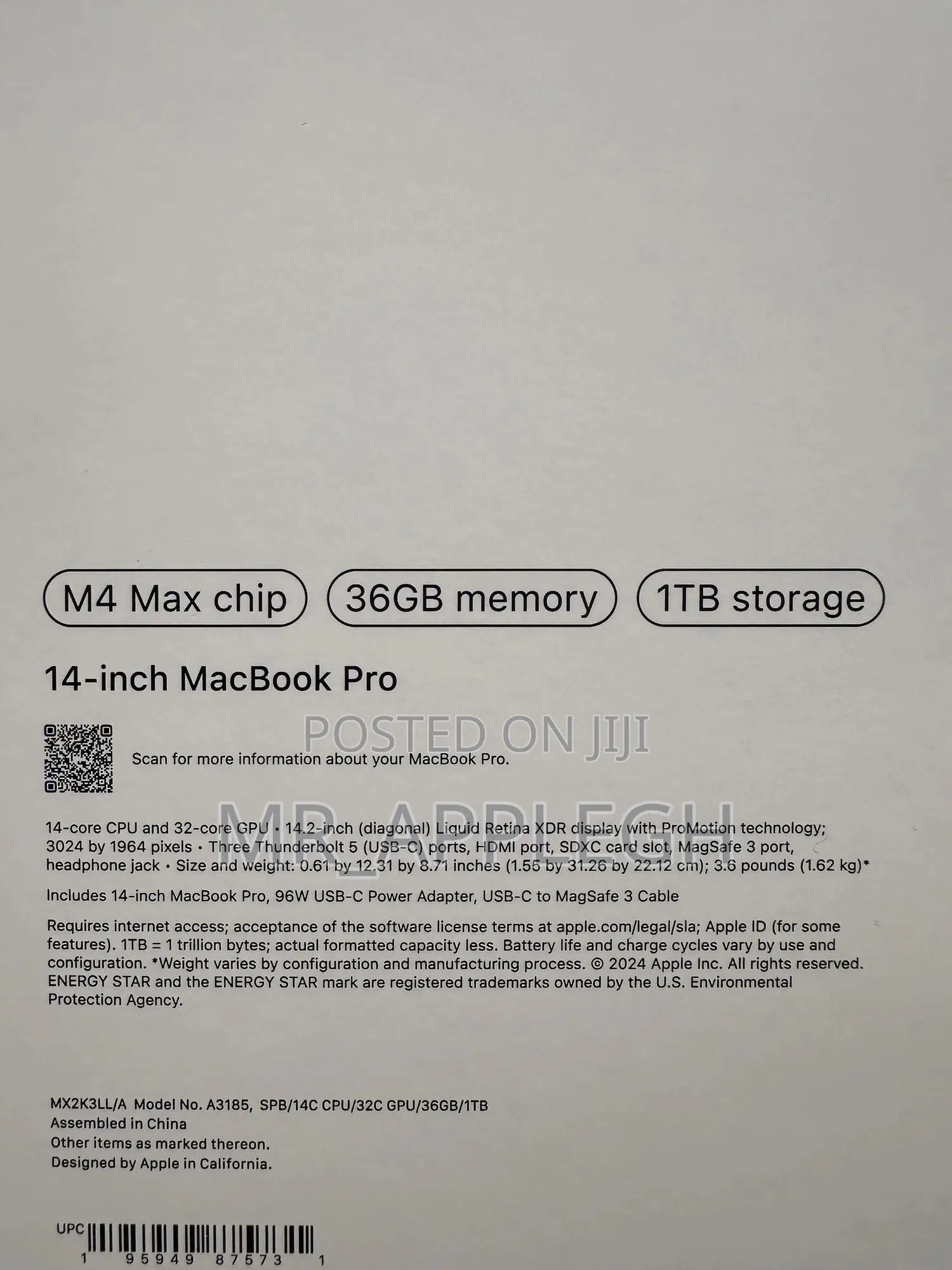 New Apple MacBook Pro 2024 M4 Max 14-Inch 36GB Apple M4 Max SSD 1T