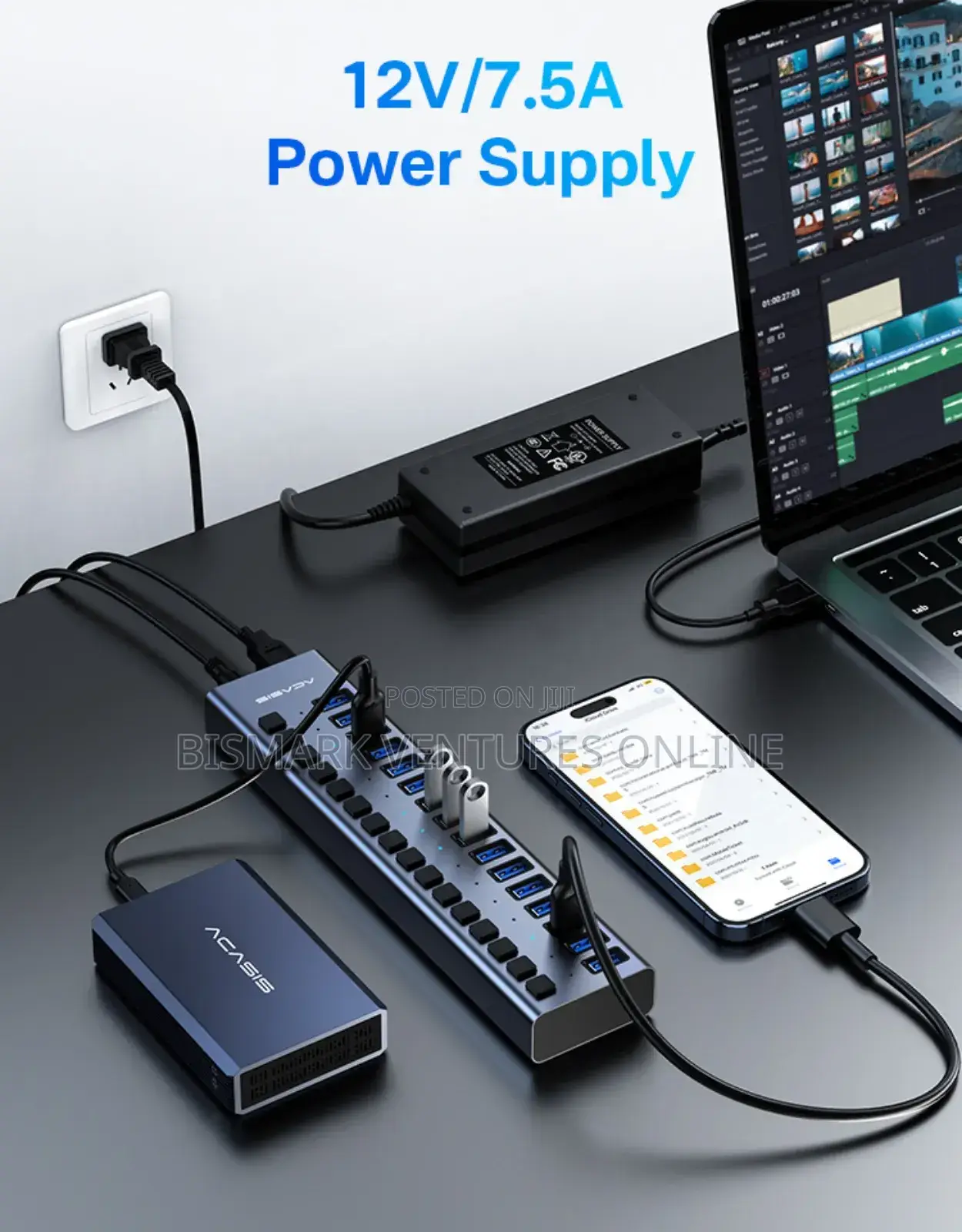 90W 16 Ports USB 3.0 Hub Super Speed For Data Transferring.