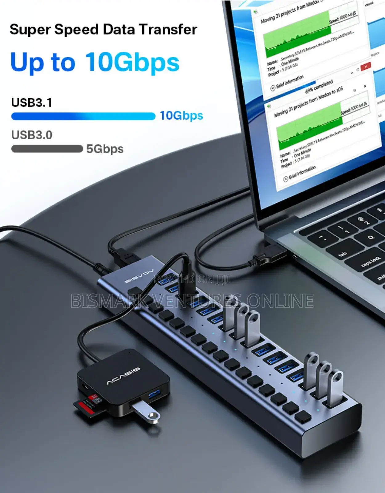 90W 16 Ports USB 3.0 Hub Super Speed For Data Transferring.
