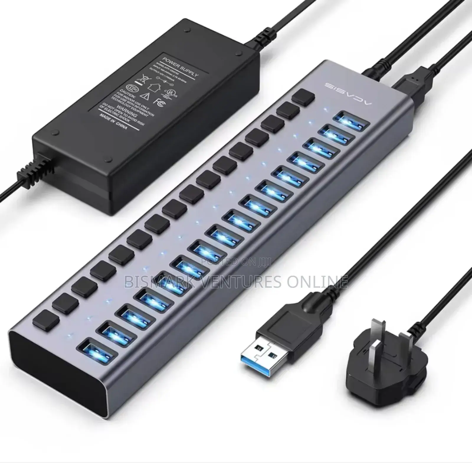 90W 16 Ports USB 3.0 Hub Super Speed For Data Transferring.