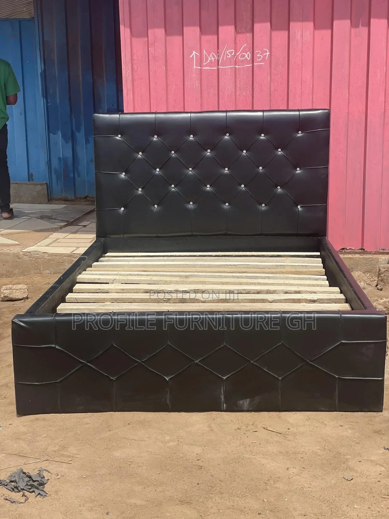 Black Leather Double Bedframe// Durable And Luxurious