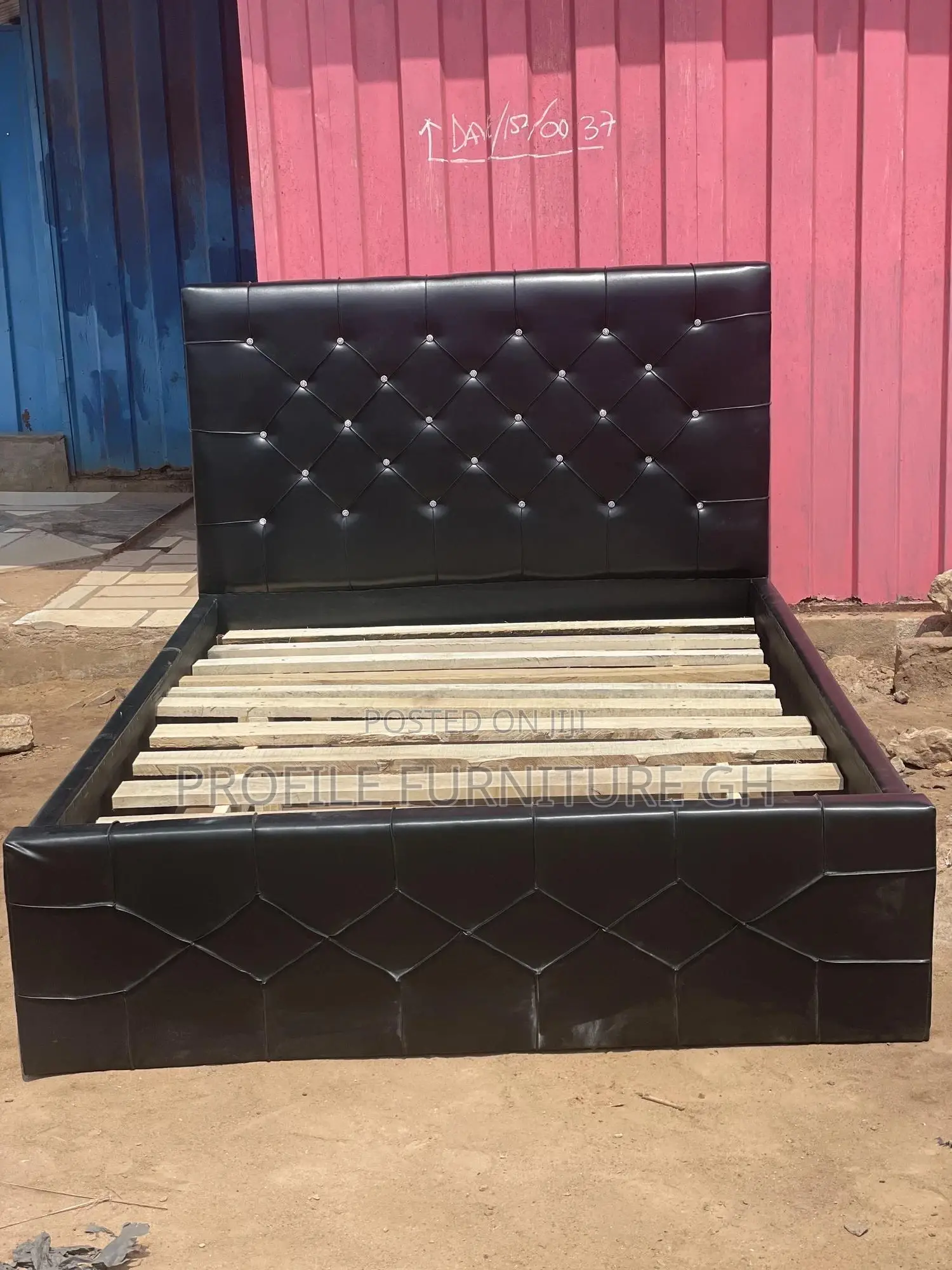 Black Leather Double Bedframe// Durable And Luxurious