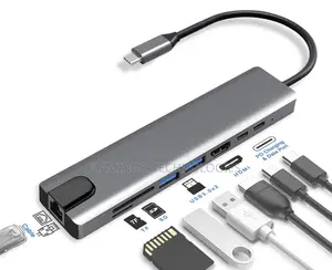 8port Usb-C to HDTV/Ethernet/Usb/Typec Multifunction Adapter
