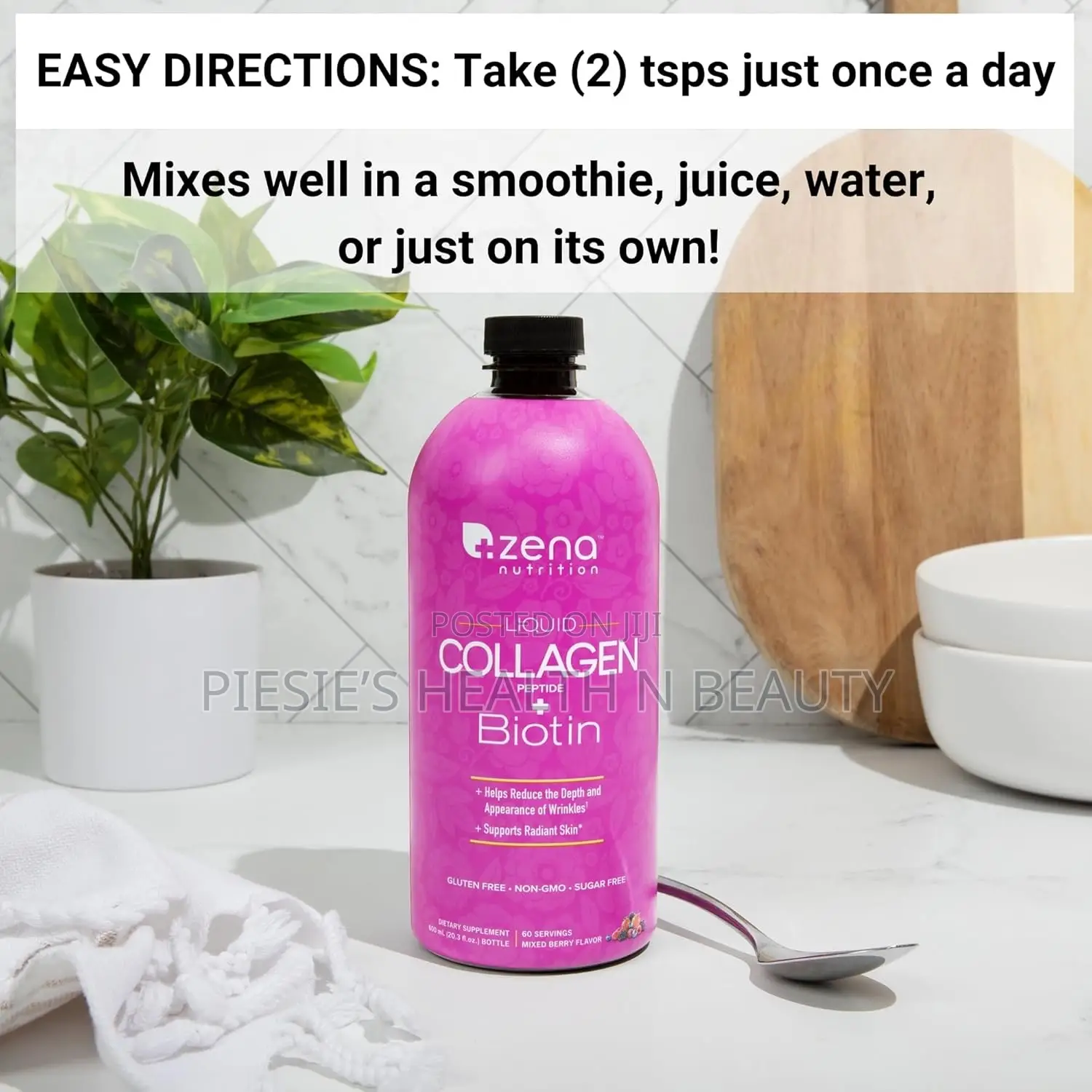 Zena Liquid Collagen for Women Men Collagen Peptides+Biotin
