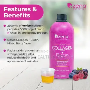 Zena Liquid Collagen for Women Men Collagen Peptides+Biotin