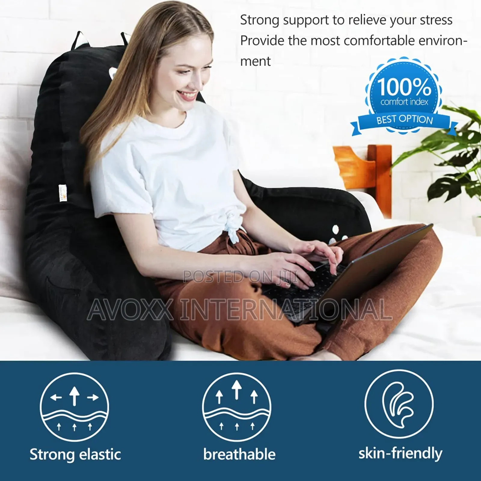 SUNSIDE Kitty Reading Pillow for Sitting in Bed