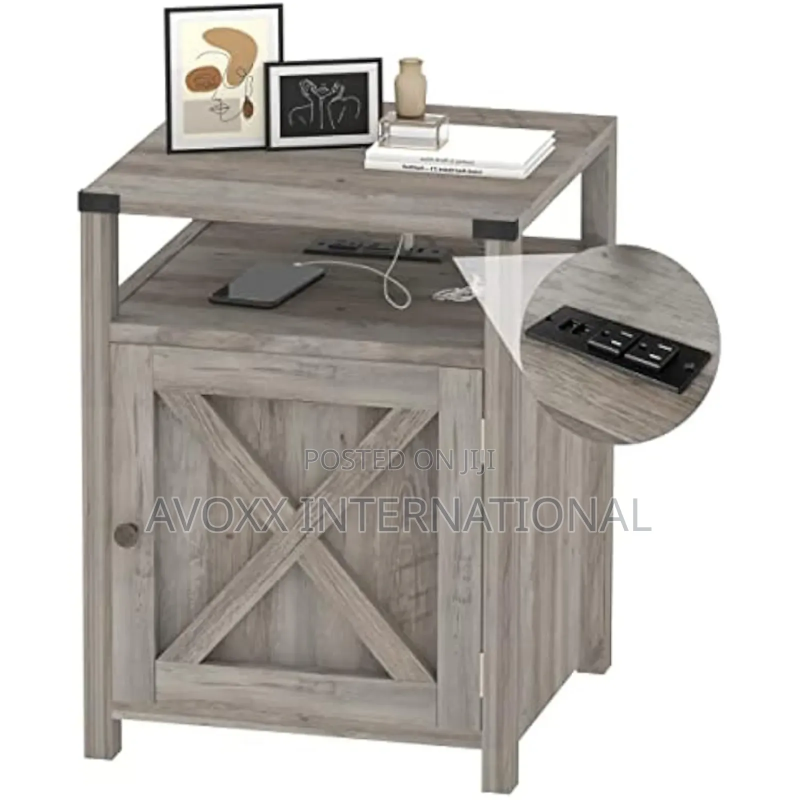 Manufactured Wood Nightstand With Barnes Charging Station