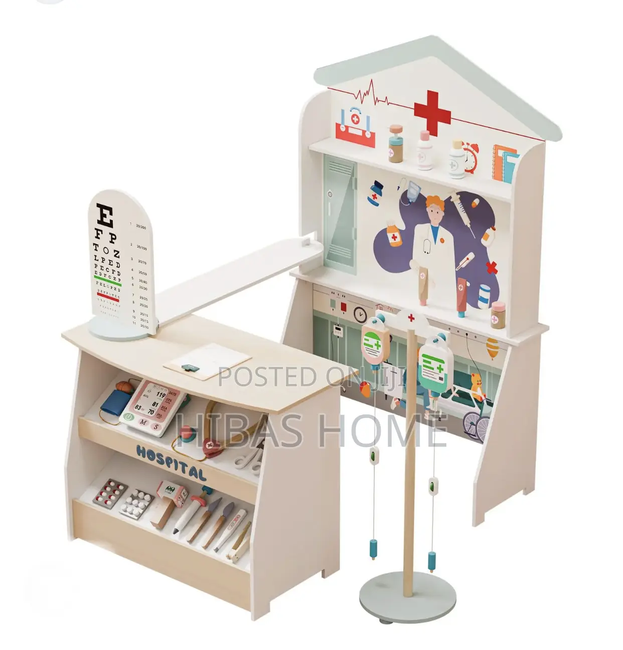 Wooden Role Play Kids Med Station for Kindergarten/Nursery