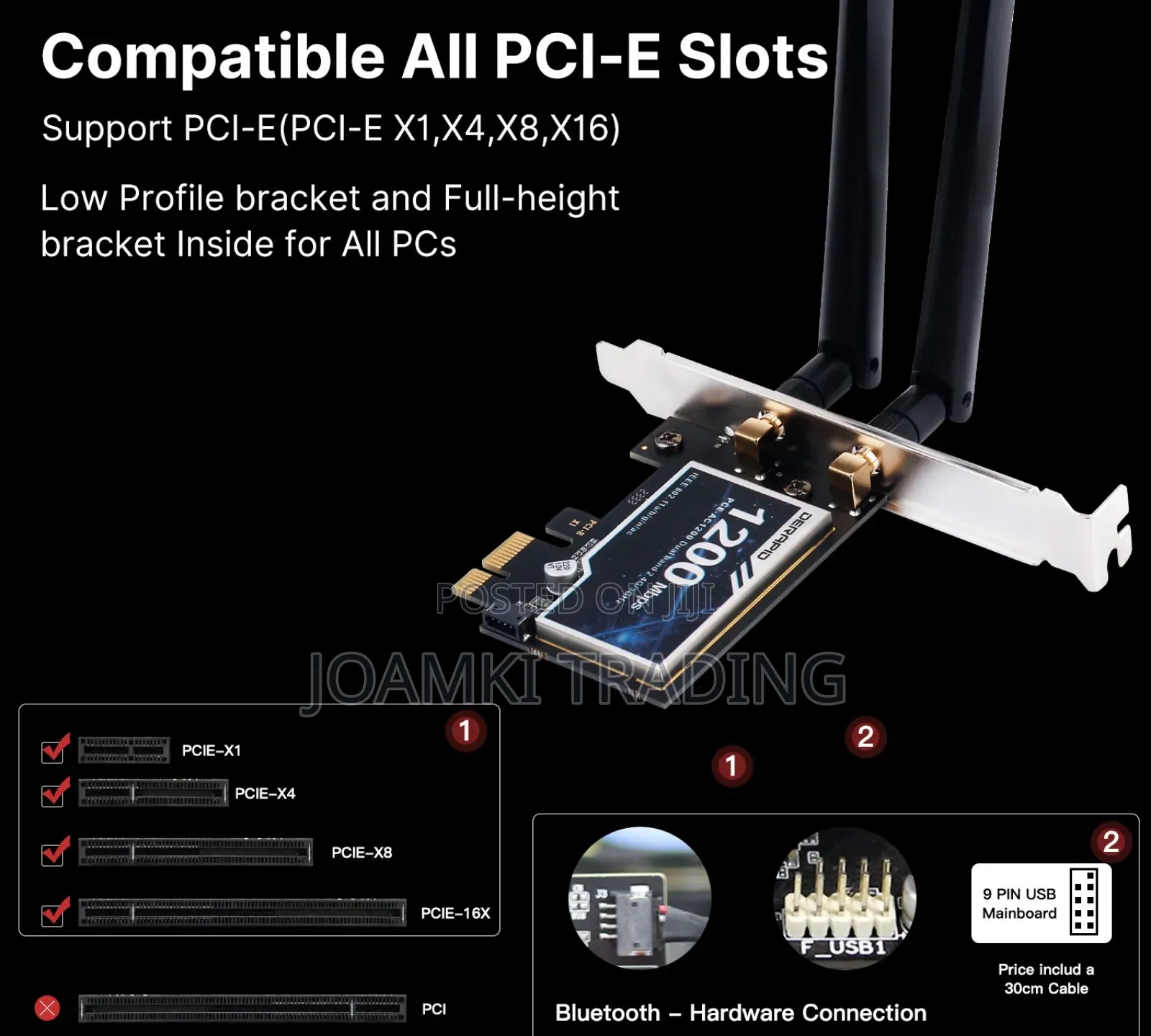 1200mps Wireless Pci-E Adapter Card + Bluetooth, 2.4ghz,5ghz