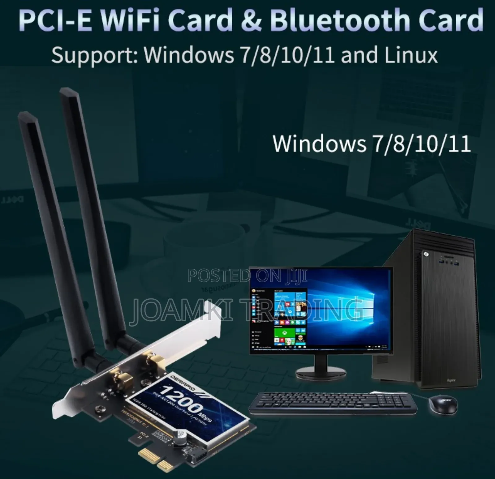 1200mps Wireless Pci-E Adapter Card + Bluetooth, 2.4ghz,5ghz