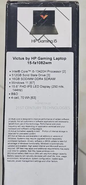 New Laptop HP Victus 15 16GB Intel Core i5 SSD 512GB