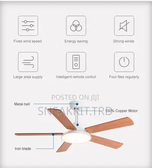 Modern 52 Inches Long Ceiling Fan With Remote Control Led Light