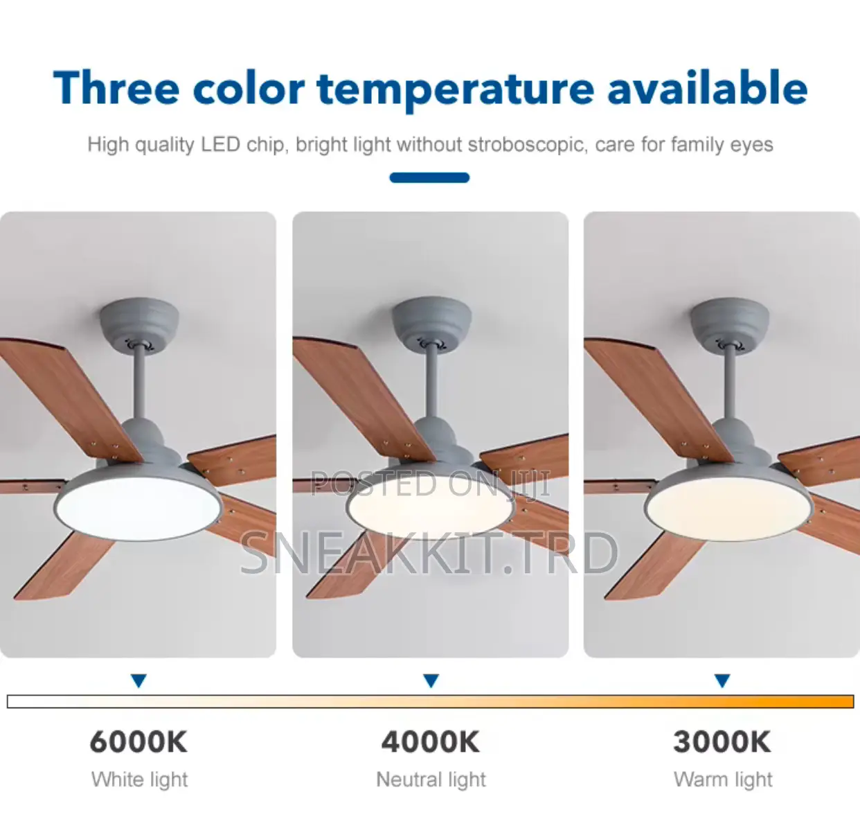 Modern 52 Inches Long Ceiling Fan With Remote Control Led Light
