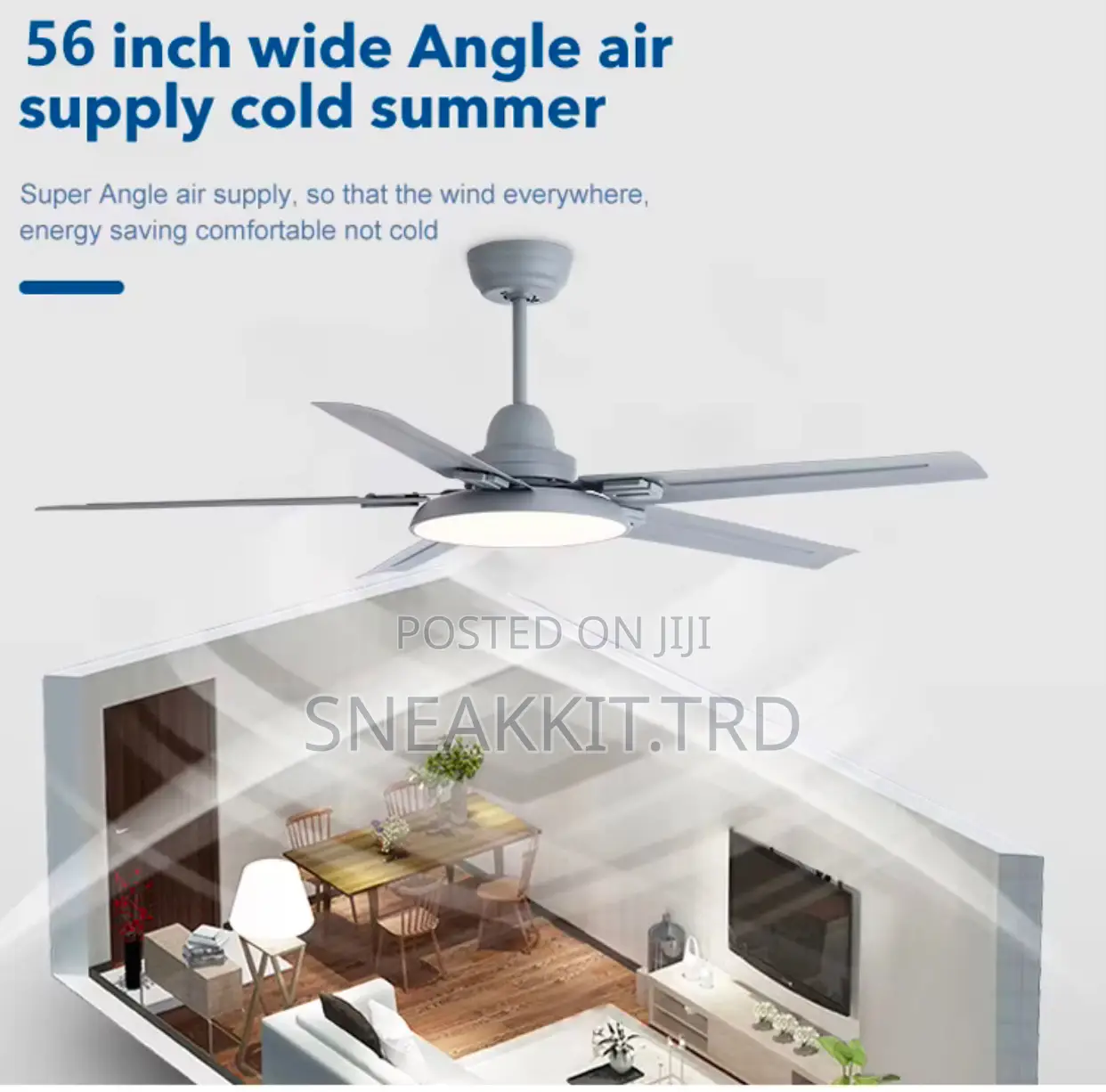 Modern 52 Inches Long Ceiling Fan With Remote Control Led Light