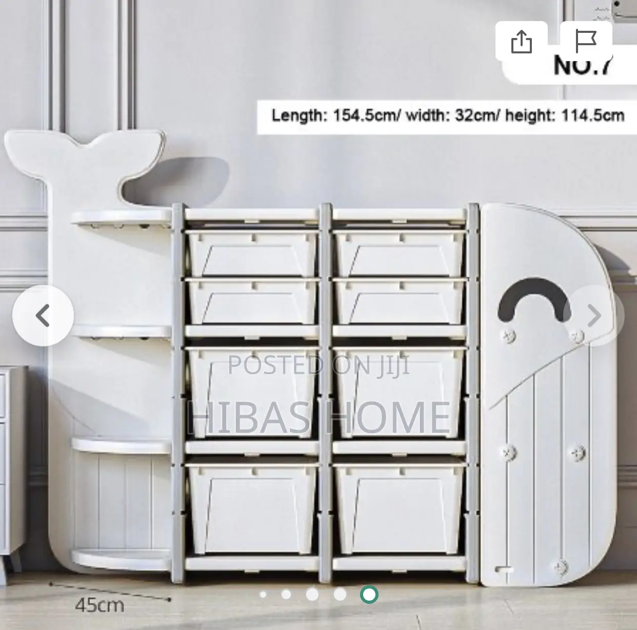 Whale Shape Big Shelf Storage Cabinet Bookshelf 190x32x114cm