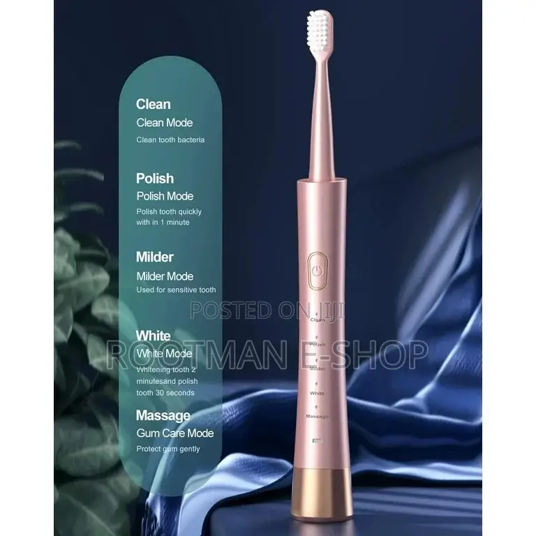 Waterproof Electric Toothbrush, 2-hour Fast Charger, 5 Modes