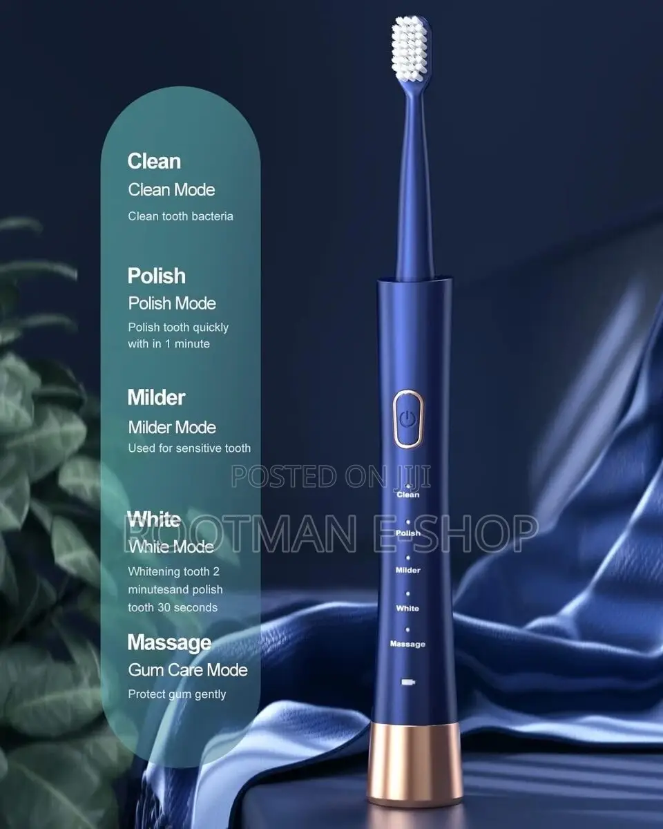 Waterproof Electric Toothbrush, 2-hour Fast Charger, 5 Modes