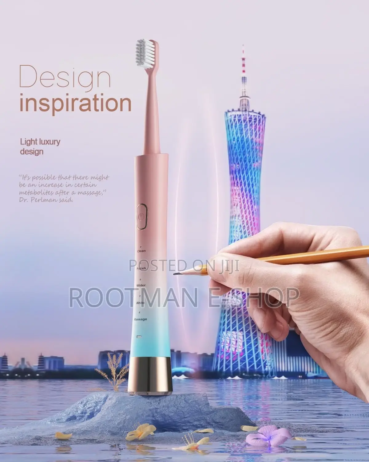 Waterproof Electric Toothbrush, 2-hour Fast Charger, 5 Modes
