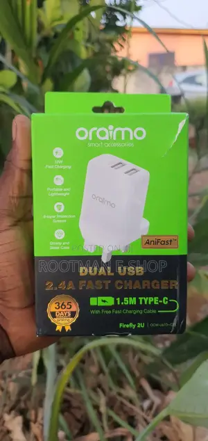 Oraimo Fast Charger With Dual Port Plus Type-C Cable
