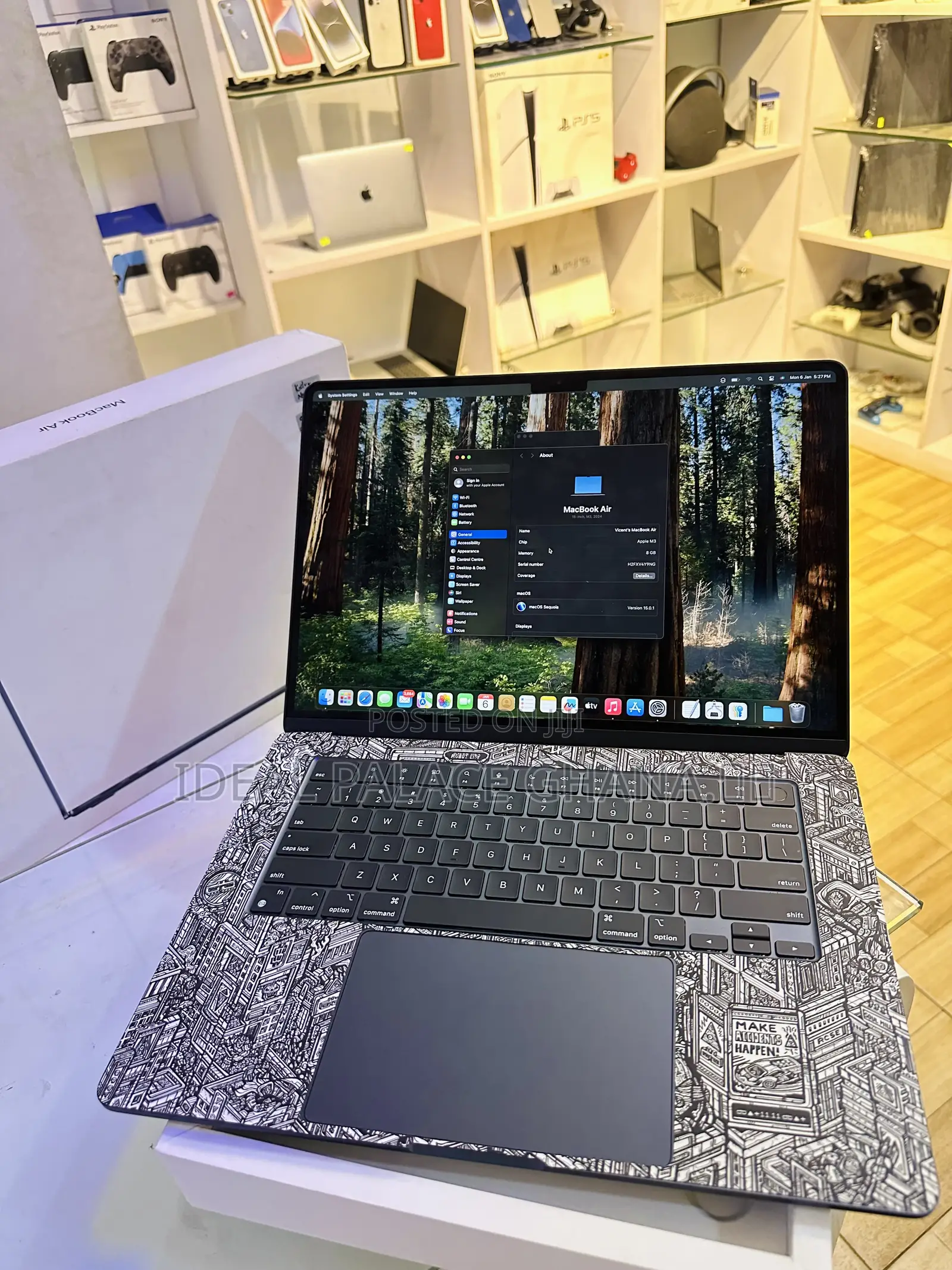 New Laptop Apple MacBook Air 2024 M3 15-Inch 8GB Apple M3 SSD 256GB