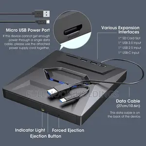 External DVD Rw Cd Writer With USB Hub Card Reader Type C