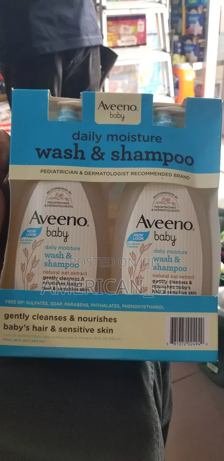 Aveeno Baby Daily Moisture Wash and Shampoo, 2 Pack, 532ml
