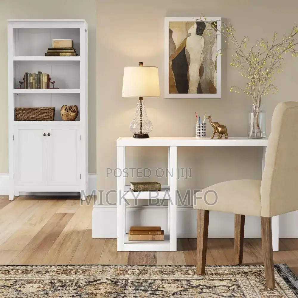 White Wood Writing Desk Console With Storage - Threshold.