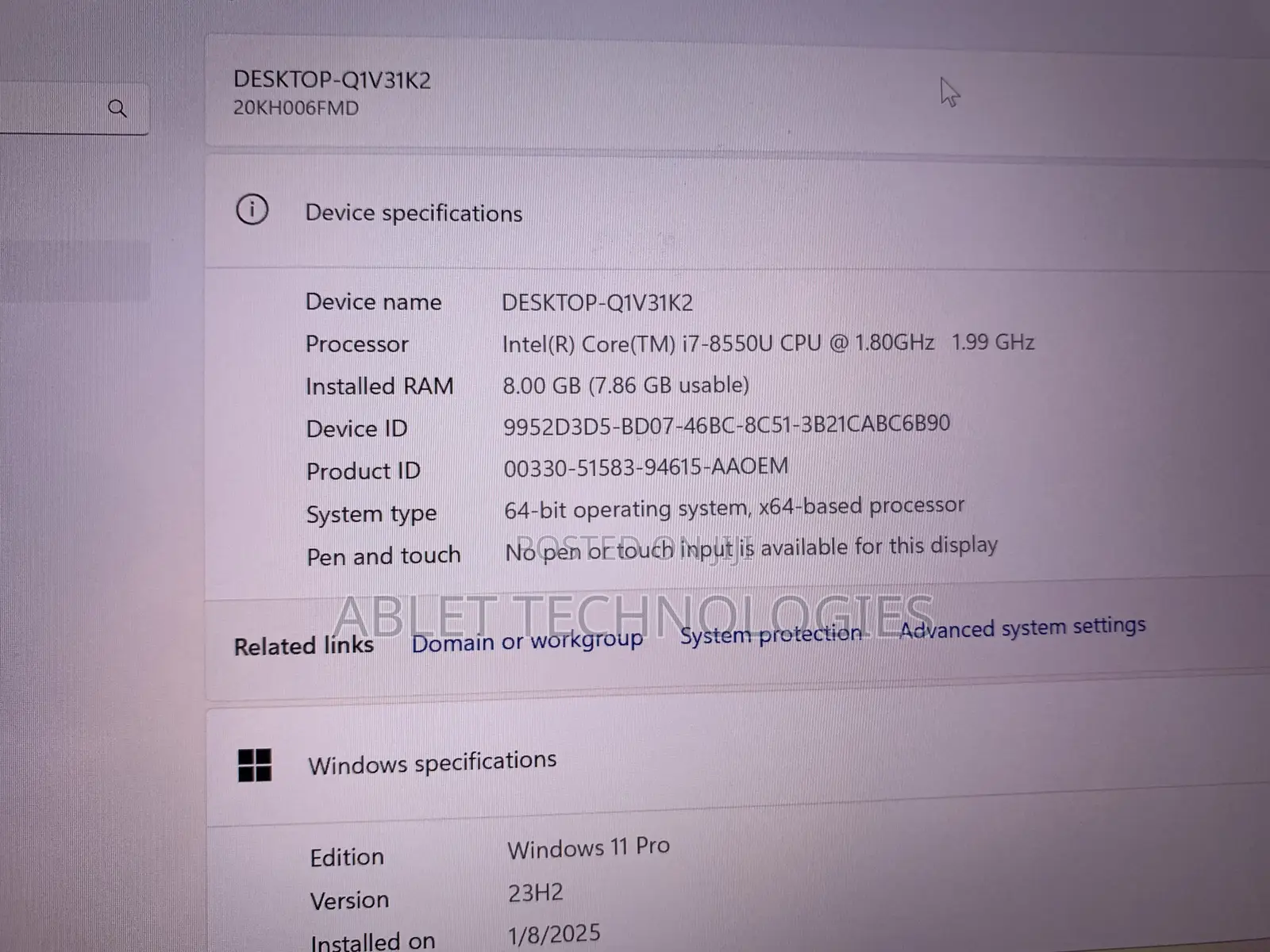 Laptop Lenovo ThinkPad X1 Carbon 8GB Intel Core i7 SSD 256GB