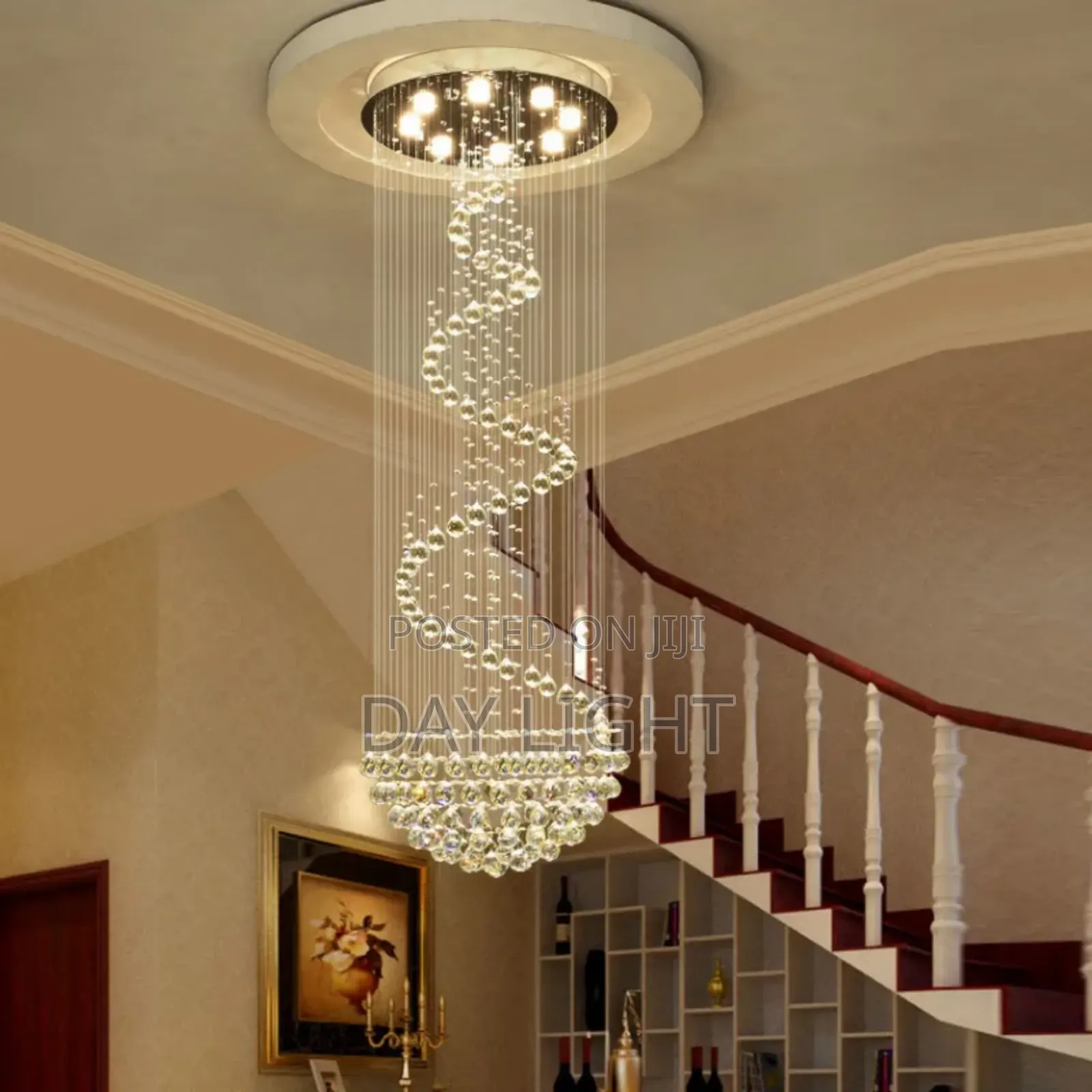 Long Crystal Ball Ceiling Light / Chandelier.