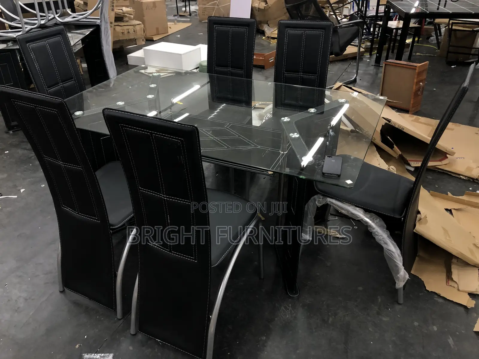 Quality Imported Glass Dining Table With Six Chairs