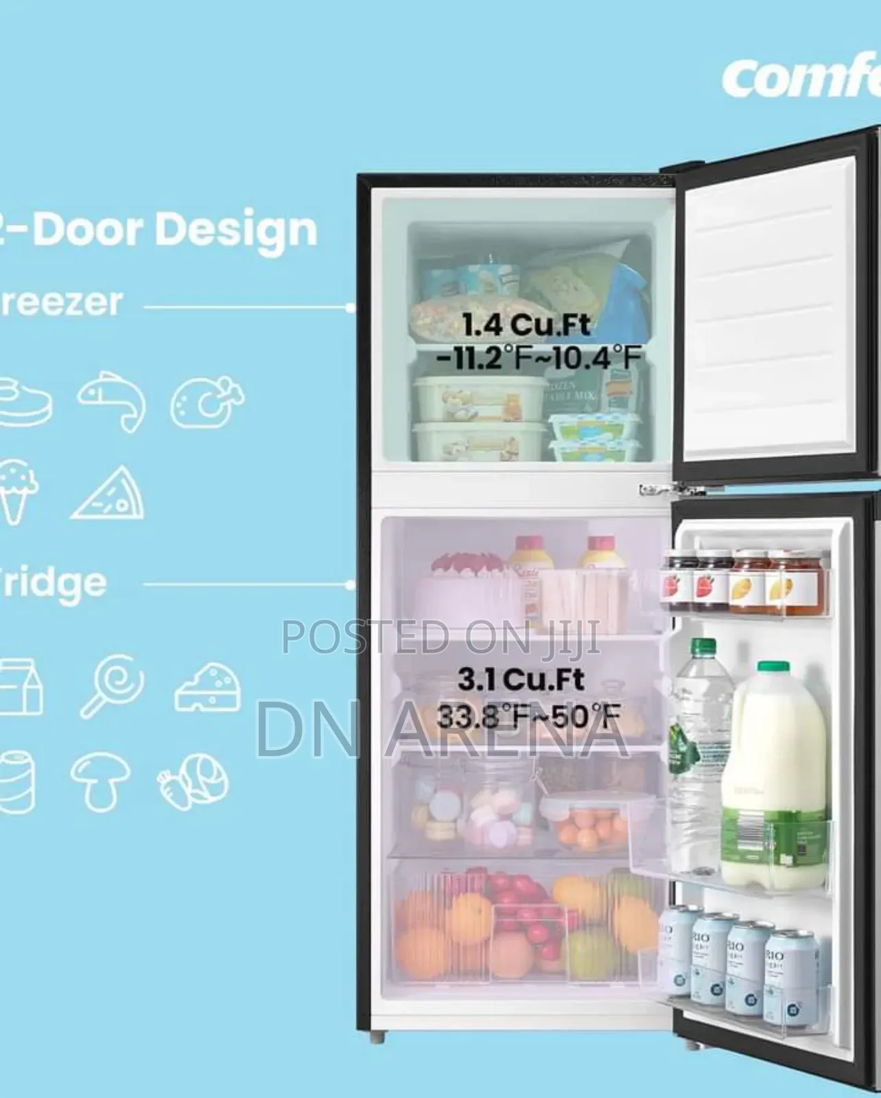 COMFEE' CRM45D3AST 4.5 Cu Ft Double Door Refrigerator
