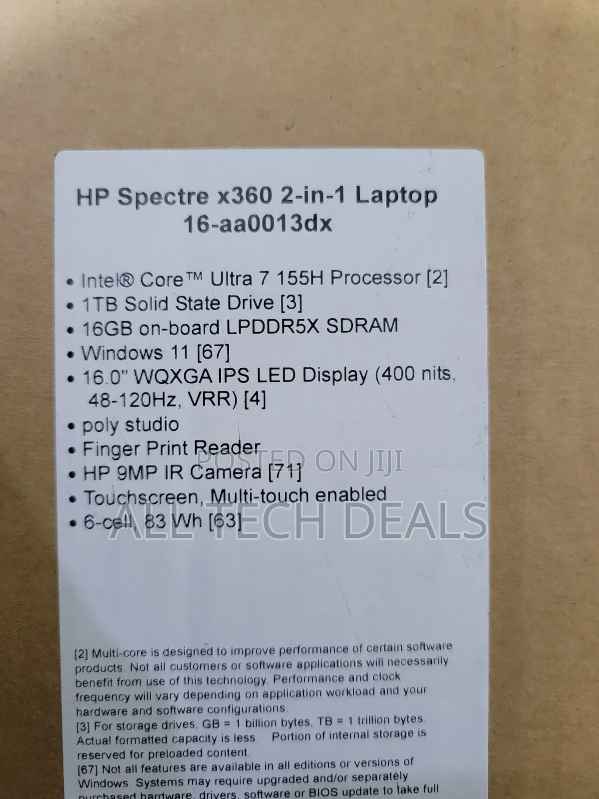 New Laptop HP Spectre X360 16GB Intel Core Ultra 7 SSD 1T