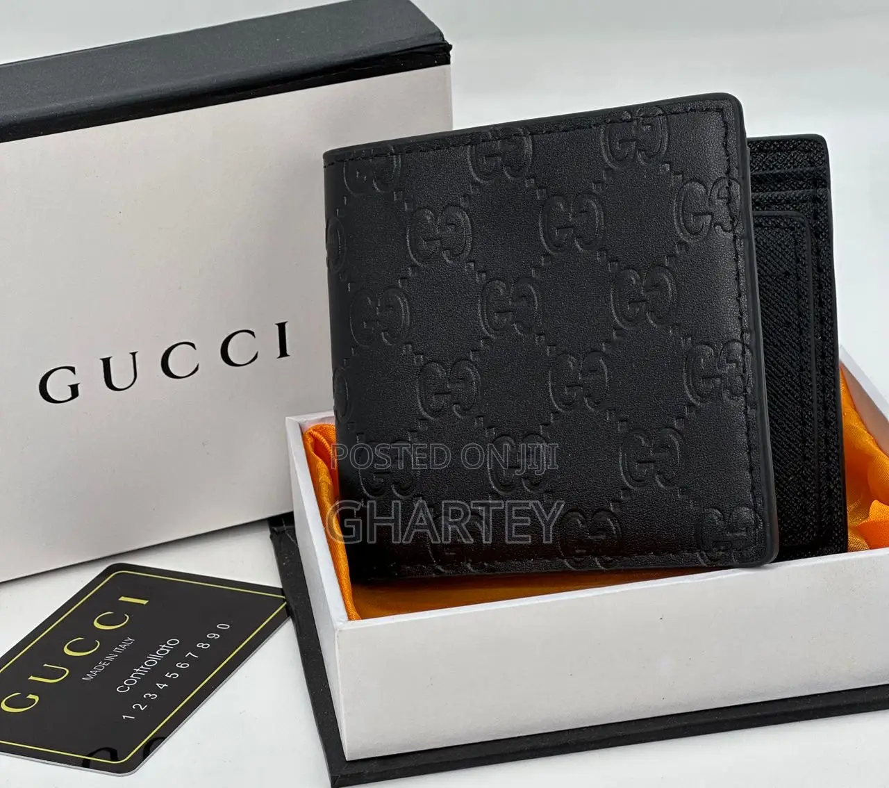 Gucci High Quality Soft Leather Mens Wallet- Coffee Black