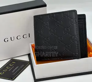 Gucci High Quality Soft Leather Mens Wallet- Coffee Black