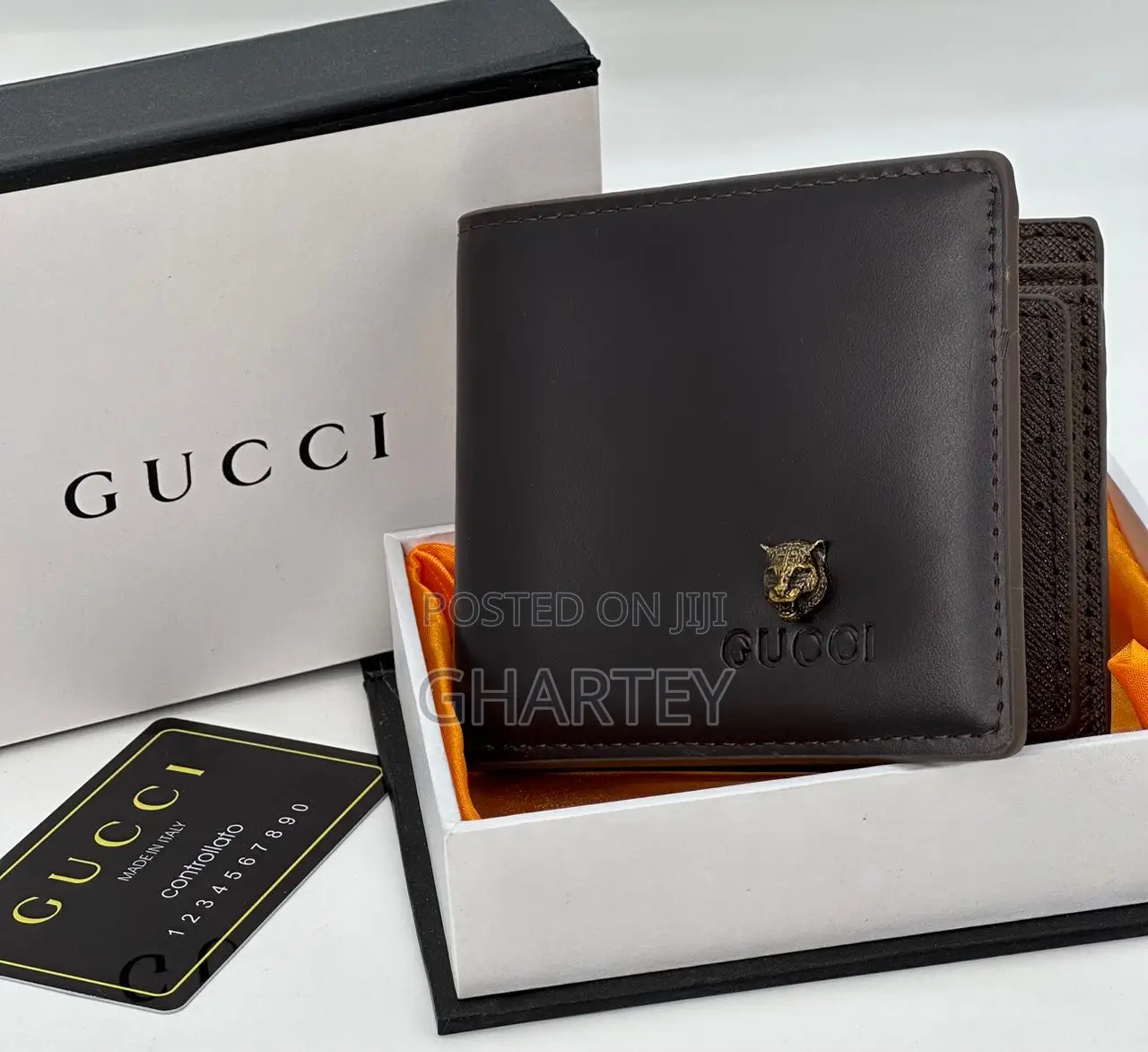 Gucci High Quality Soft Leather Mens Wallet- Coffee Black
