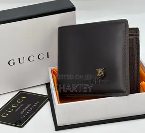 Gucci High Quality Soft Leather Mens Wallet- Coffee Black